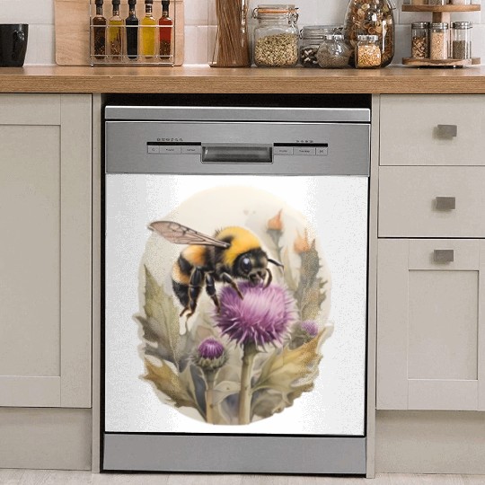 Bumblebee on thistle watercolor Dish Washer Covers
