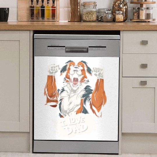 Australian Shepherd Aussie Dog I Love Dad Dish Washer Covers