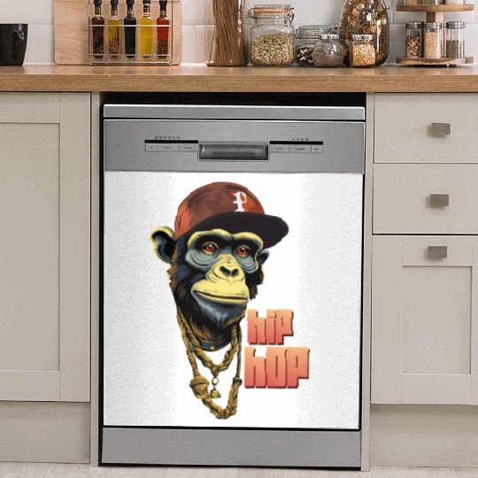 Hip hop monkey with rapper hat Dish Washer Covers