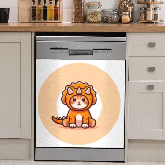 Cat in Stegosaurus Costume Dish Washer Covers
