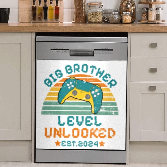 Level Unlocked Vintage Retro Gamer Big Brother Dish Washer Covers