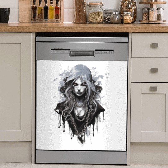 Gothic Beauty Rose Queen Illustration Dish Washer Covers