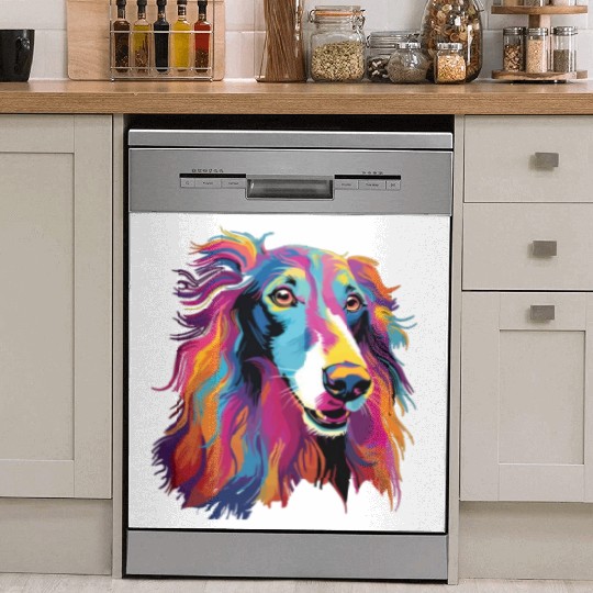 Watercolor Colorful Russian Greyhound Dish Washer Covers