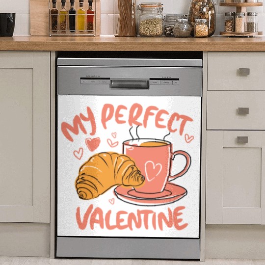 Coffee and Croissant | My Perfect Valentine Dish Washer Covers