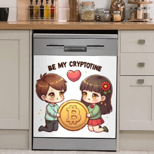 Be My Cryptotine: Adorable Bitcoin Couple Dish Washer Covers