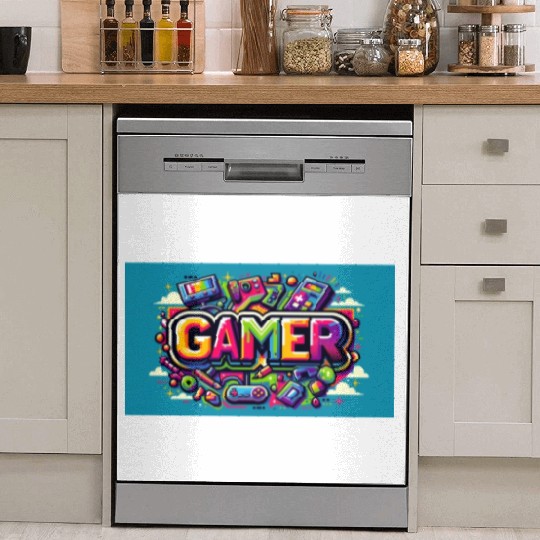Neon Arcade Retro Gamer Dish Washer Covers