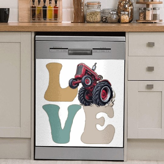 LOVE Tractor Pulling Tractor Driver Farmer Farming Dish Washer Covers