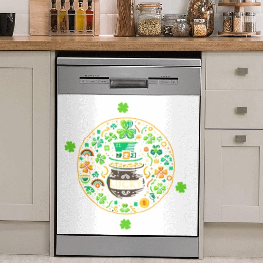 St. Patrick's Day Dish Washer Covers, Lucky Pot Of Gold Leaf