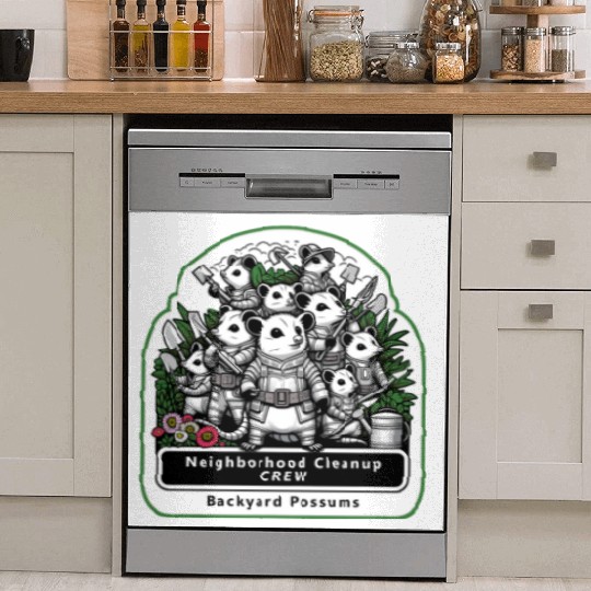 Backyard Possums Cleanup Crew Eco Warriors Dish Washer Covers