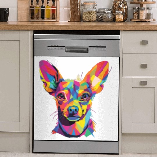 Watercolor Colorful Russian Toy Terrier Dish Washer Covers