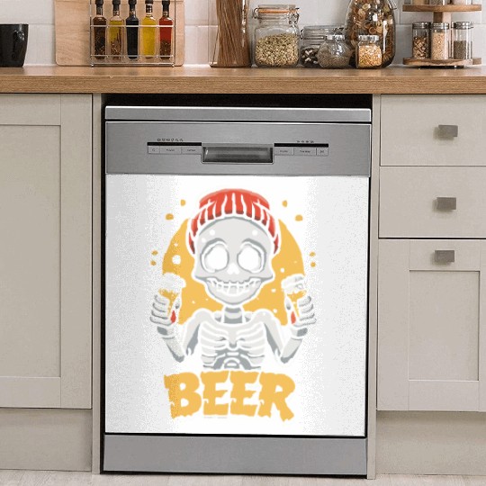 Skeleton drinking beer Dish Washer Covers design premium