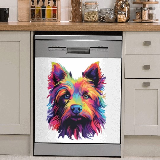 Watercolor Colorful Australian Terrier Dish Washer Covers