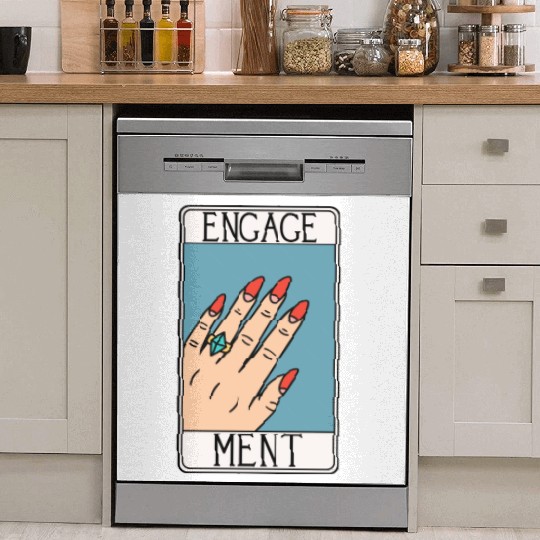 Engagement - Engaged Tarot Card - Wedding Proposal Dish Washer Covers