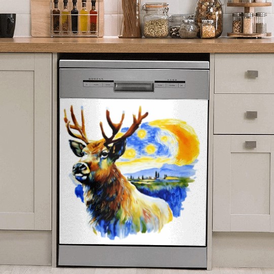 Beautiful deer on forest art Dish Washer Covers
