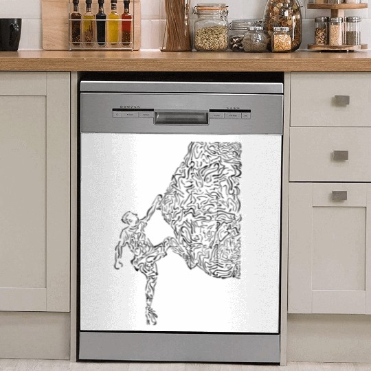 Bouldering Rock Climber Nature Sport Drawing Climb Dish Washer Covers