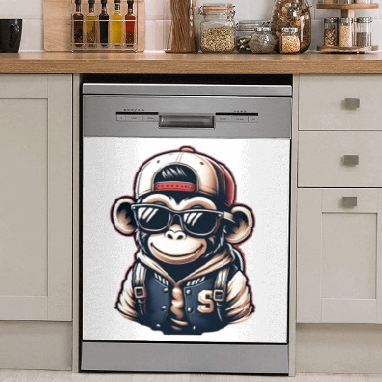 Dish Washer Covers Funny of a monkey dressed as rap