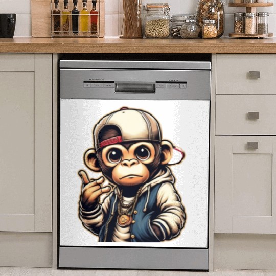Dish Washer Covers Funny of a monkey dressed as rap
