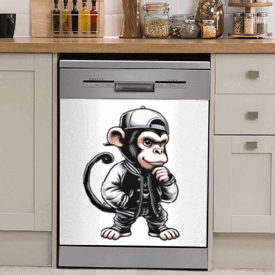 Dish Washer Covers Funny of a monkey dressed as rap