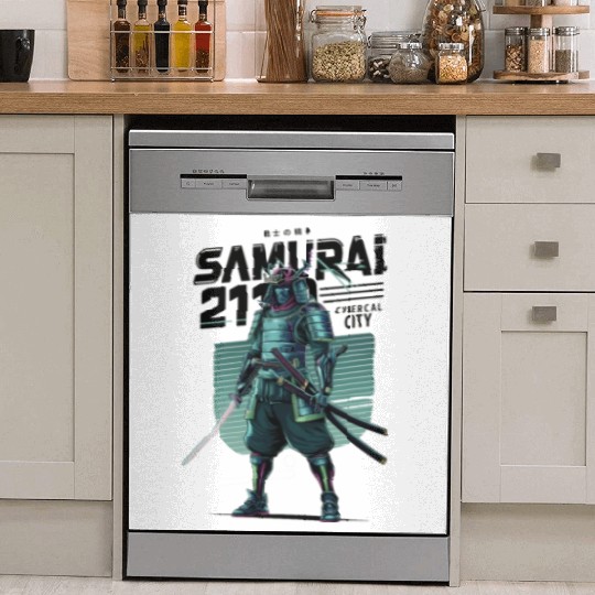 Cyber Samurai 2110: Glowing Katana Warrior Dish Washer Covers