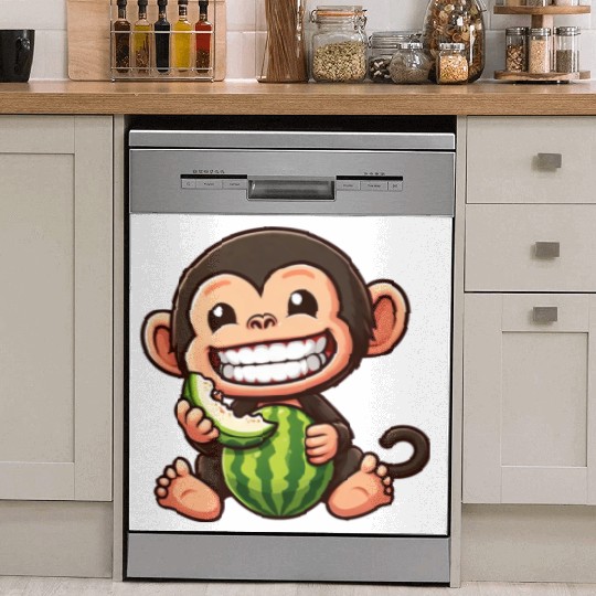 Monkey chimpanzee melon watermelon honeydew melon Dish Washer Covers