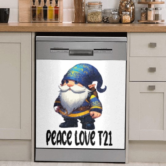 t21 gnomes Peace Love Dish Washer Covers