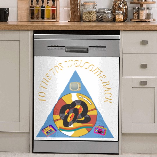 1970s Era Blue Retro Vintage Records Cassette Dish Washer Covers