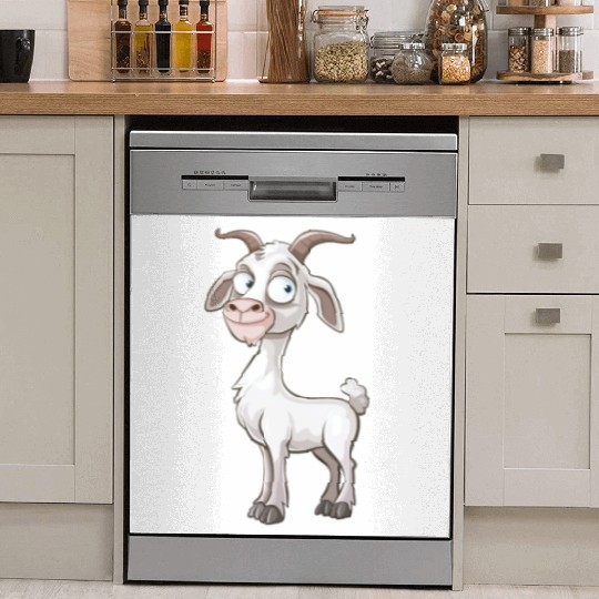 Cheerful Goofy Goat Character Dish Washer Covers