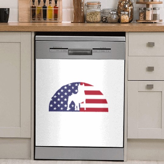 Pitbull Dad Embracing USA Flag Merica Pride Art Dish Washer Covers
