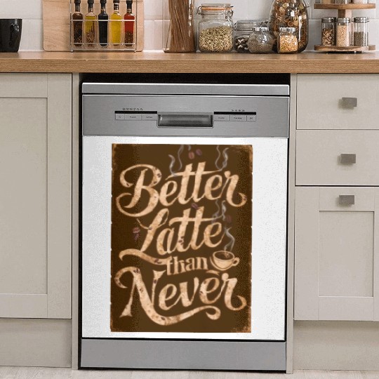 Better Latte Than Never - For Coffee Lovers Dish Washer Covers