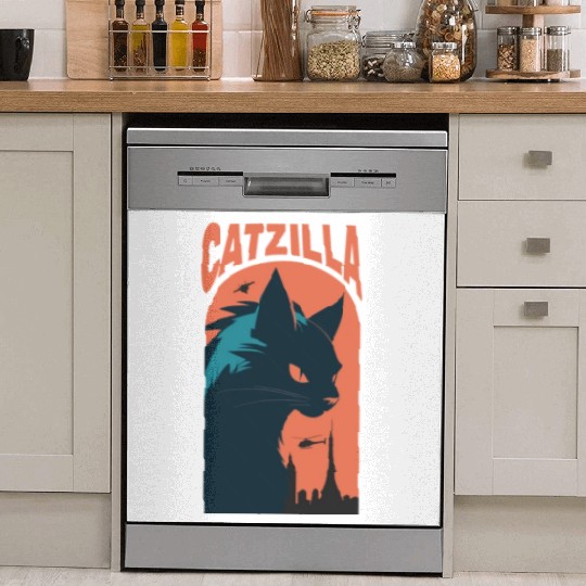 Catzilla king of Cat monster Dish Washer Covers
