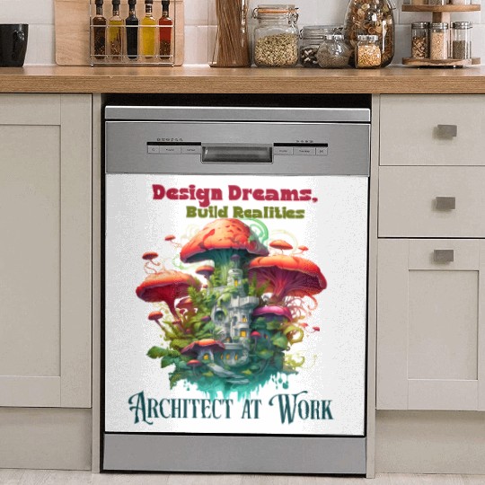 Engineer Architect at Work, Fun Illustration Dish Washer Covers