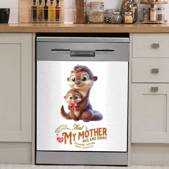 mother otter with her little son Dish Washer Covers