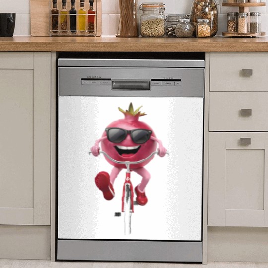 Pomegranate Cycling On Bike Realistic Dish Washer Covers