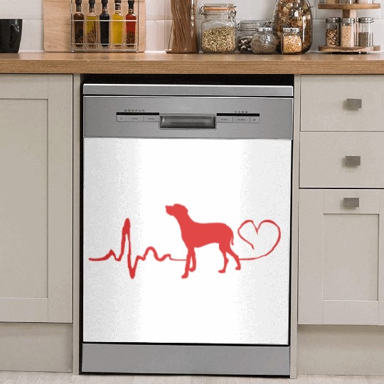 Dog Lover Heartbeat Weimaraner Dog Silhouette Dish Washer Covers