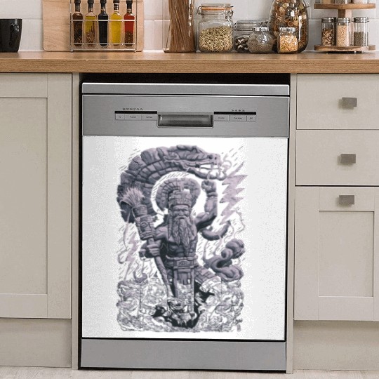 Maya God Mayan Mythology Chaac with Lightning and Dish Washer Covers