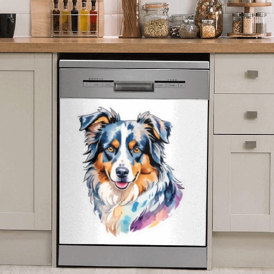 Australian Shepherd Watercolor Dish Washer Covers