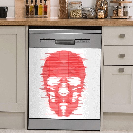 Red Skull Glitch Illustration Dish Washer Covers
