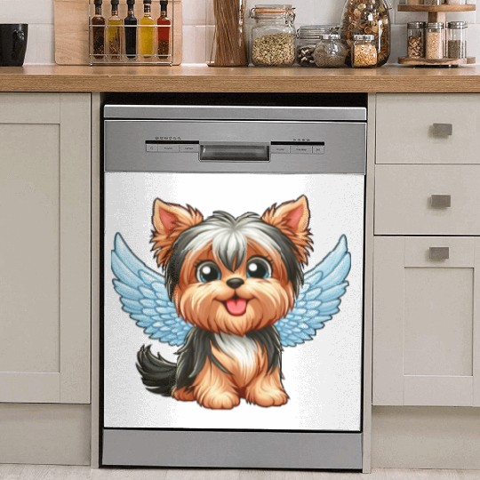 Cute Yorkshire Terrier with angel wings Dish Washer Covers