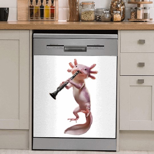 Axolotl Playing Clarinet Realistic Dish Washer Covers