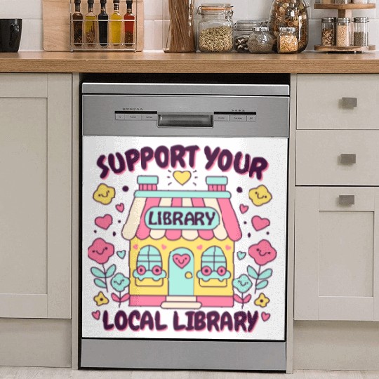 Support Your Local Library Dish Washer Covers