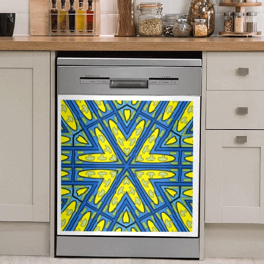 mushroom yellow blue green mandala Dish Washer Covers