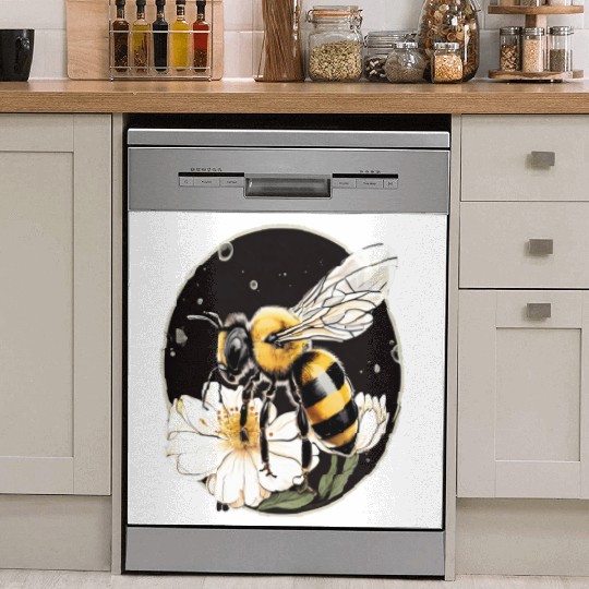 Bumble Bee on a Flower in a Bubble Dish Washer Covers
