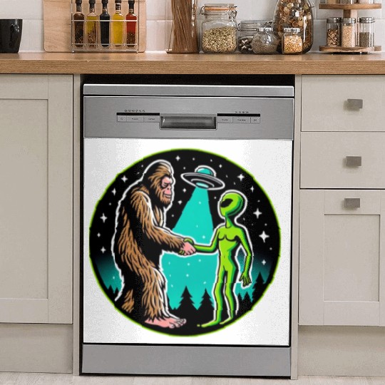 Bigfoot Alien Alliance - Funny Scifi Cryptid Dish Washer Covers