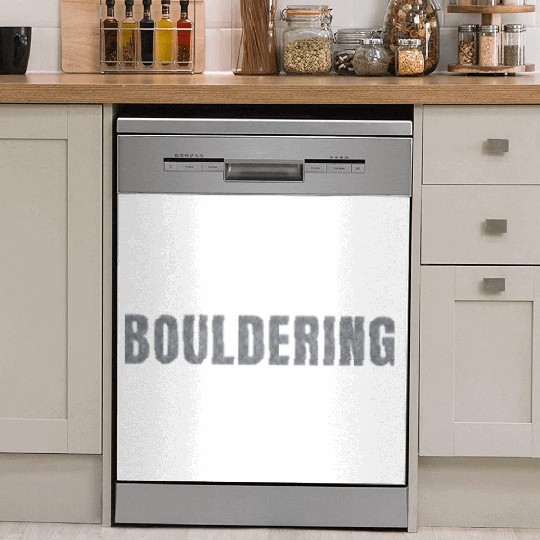 Bouldering lettering climbing bouldering grey rock Dish Washer Covers
