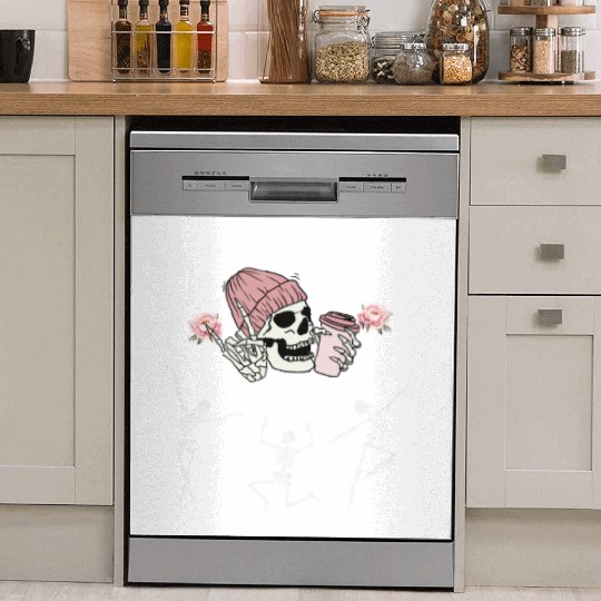 I Love My Attitude Problem Funny Dancing Skeleton Dish Washer Covers