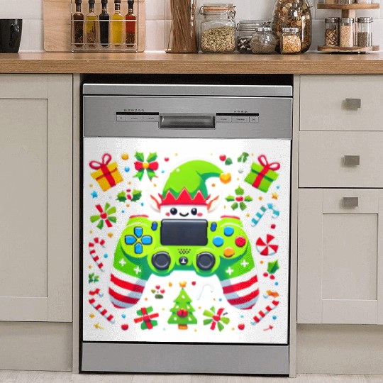 Christmas Elf Themed Gaming Controller Fun Dish Washer Covers