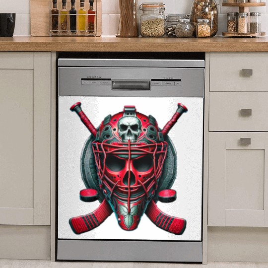Red Skull Hockey Goalie Dish Washer Covers