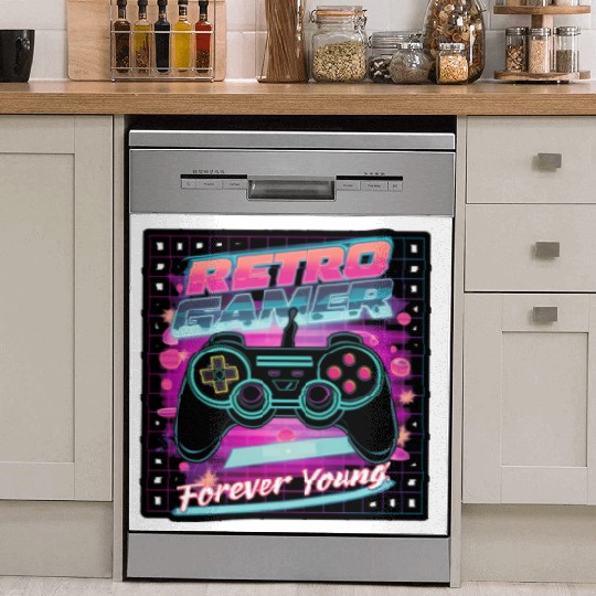 Retro Gamer Forever Young 01 sticker Dish Washer Covers