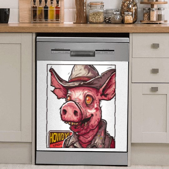 hillbilly redneck zombie cowboy pig Dish Washer Covers