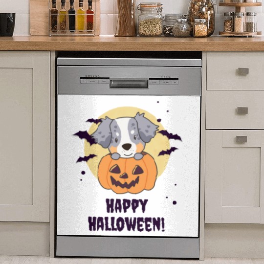 Australian Shepherd In Pumpkin Cute Happy Dish Washer Covers